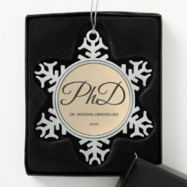 Elegant Guld Namn PhD Studenten Snowflake Pewte Snöflinga Pewter Julgransprydnad