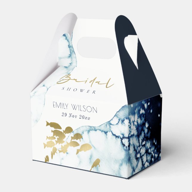 ELEGANT GULD NAVAL UNDERVATTEN FISK BRÖLLLOPSDOPP PRESENTASKAR (Framsidan Sidan)