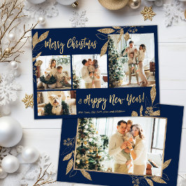 Elegant Guld Navy 4 Photo Colline-julkort
