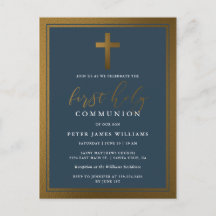 Elegant Guld & Navy Blue First Heliga Communion