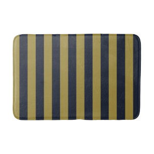 Elegant Guld & Navy Blue Lodrät Rand Badrumsmatta
