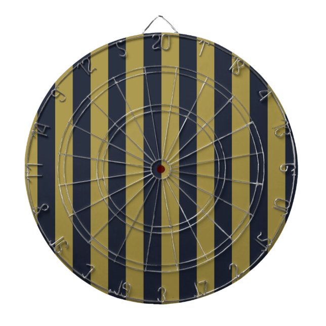 Elegant Guld & Navy Blue Lodrät Rand Darttavla (Framsidan)