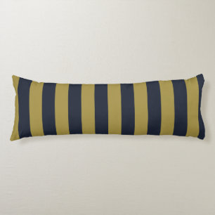 Elegant Guld & Navy Blue Lodrät Rand Kroppskudde
