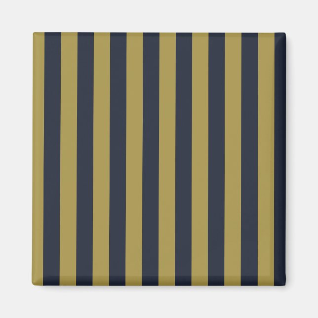 Elegant Guld & Navy Blue Lodrät Rand Magnet (Framsidan)