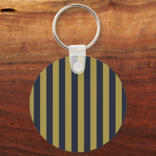 Elegant Guld & Navy Blue Lodrät Rand Nyckelring