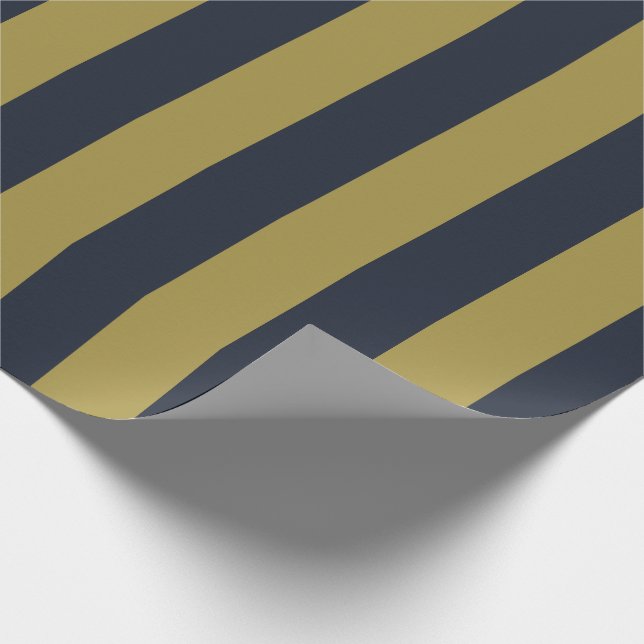 Elegant Guld & Navy Blue Lodrät Rand Presentpapper (Hörn)