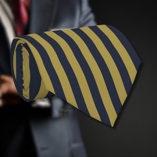 Elegant Guld & Navy Blue Lodrät Rand Slips