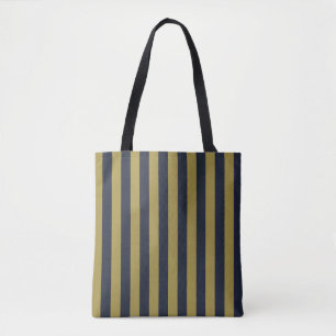 Elegant Guld & Navy Blue Lodrät Rand Tygkasse