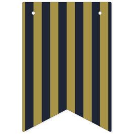 Elegant Guld & Navy Blue Lodrät Rand Vimplar