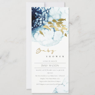 ELEGANT GULD NAVY UNDERVATTARE HAVS FISKBABY SHOWE INBJUDNINGAR