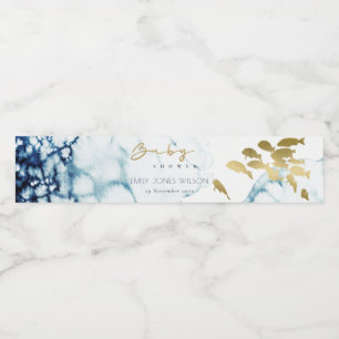 ELEGANT GULD NAVY UNDERVATTARE HAVS FISKBABY SHOWE VATTENFLASKA ETIKETT