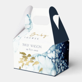ELEGANT GULD NAVY UNDERVATTEN FISH BABY SHOWER PRESENTASKAR