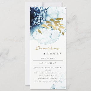ELEGANT GULD NAVY UNDERVATTEN FISH PAR SHOWER INBJUDNINGAR