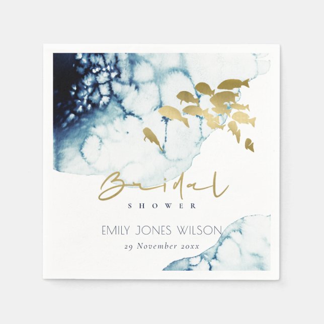 ELEGANT GULD NAVY UNDERVATTEN FISK MÖHIPPA PAPPERSSERVETT (Framsidan)