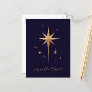 Elegant Guld North Star på djupt blå bakgrund Helg Vykort