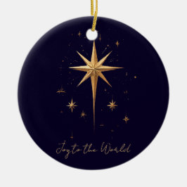 Elegant Guld North Star på djupt blå bakgrund Julgransprydnad Keramik