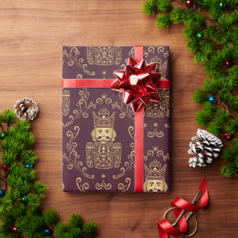Elegant Guld Nötknäppare Jul Damast Presentpapper