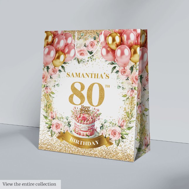 Elegant Guld nummer 80 födelsedagspresent Boho Gif (Elegant Gold Number 80th Birthday Boho Gift Bag

)