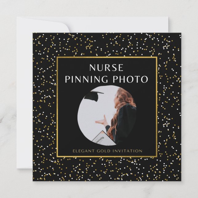 Elegant Guld Nurse Pinning Ceremory Photo Inbjudningar (Framsida)