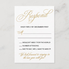 Elegant Guld Nyårsafton Bröllopsinbjudan OSA Kort