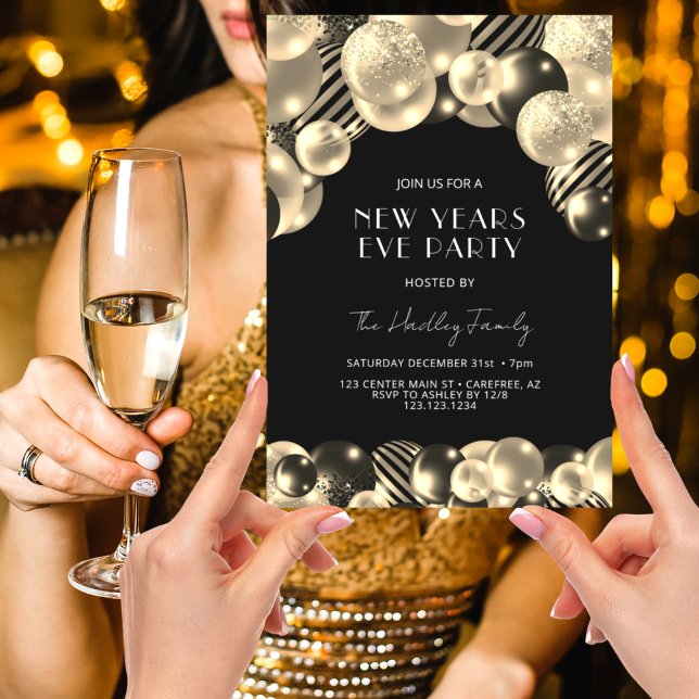 Elegant Guld Nyårsafton Inbjudningar (Skapare uppladdad)
