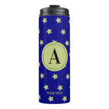 Elegant guld- och blå stjärnmönster monogram