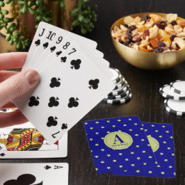Elegant guld- och blå stjärnmönster monogram casinokort