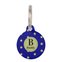 Elegant guld- och blå stjärnmönster monogram