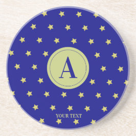 Elegant guld- och blå stjärnmönster monogram underlägg