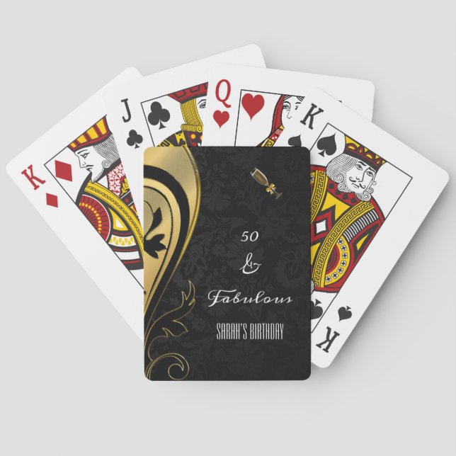 Elegant Guld och Black 50 och Fabulous Birthday Casinokort (Baksidan)
