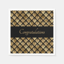 Elegant Guld och Black Art Deco Geometric Fläkt Pappersservett