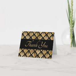 Elegant Guld och Black Art Deco Geometric Fläkt Tack Kort