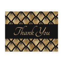 Elegant Guld och Black Art Deco Geometric Fläkt