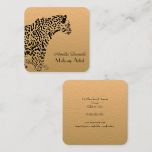 Elegant Guld och Black Jaguar Square Business Car Fyrkantigt Visitkort