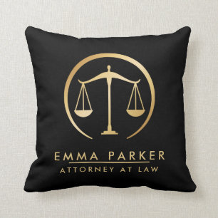 Elegant Guld och Black Lawyer Black Kudde