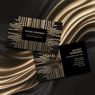 Elegant Guld och Black Luxurie Modern Visitkort