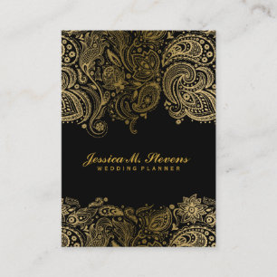 Elegant Guld och Black Paisley 3 Bröllopsfixaren Visitkort