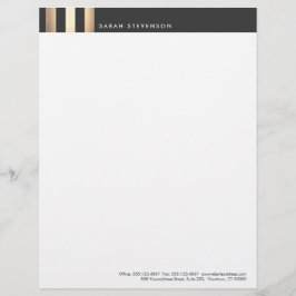 Elegant Guld och Black Stripe DesignerLetterhead Brevhuvud