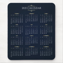 Elegant Guld och Blue 2021 Calendar | Mousepad