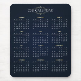 Elegant Guld och Blue 2021 Calendar | Mousepad Musmatta