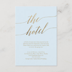 Elegant Guld och Blue Calligraphy Hotel Tilläggskort