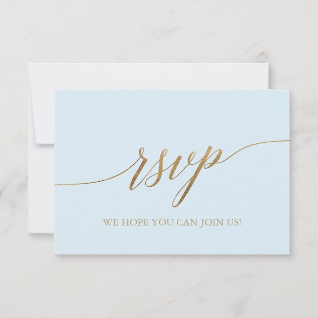 Elegant Guld och Blue Calligraphy Simple OSA kort (Framsida)