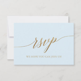 Elegant Guld och Blue Calligraphy Simple OSA kort