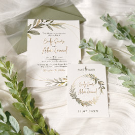 Elegant Guld och Bröllop Inbjudningar