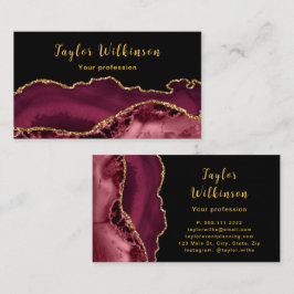 Elegant Guld och Burgundy Red Agate Visitkort
