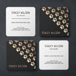 Elegant Guld och Charcol Dog Walker | Pet Groomer Fyrkantigt Visitkort