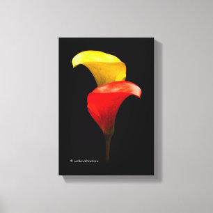 Elegant Guld och Crimson Calla Lilies Canvastryck
