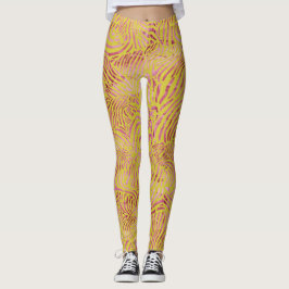 Elegant guld och dammig rosa zebradesign leggings