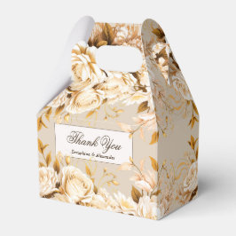 Elegant guld- och elfenbensblommig bröllop tack presentaskar