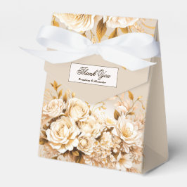 Elegant guld- och elfenbensblommig bröllop tack presentaskar